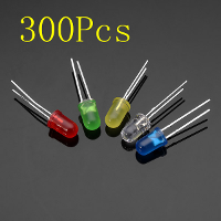 300Pcs 20ma F5 5mm 5colors Ultra Bright Led Diode Red Green Blue White Yellow