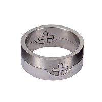 316L Stainless Steel Separate Silver Cross Finger Ring Men Jewelry