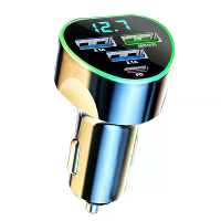 350W 4 poorts USB PD autoladeradapter 3USB A+USB C snel opladen met blauwe LED voor iPhone 16 15 14 13 Pro voor Huawei N