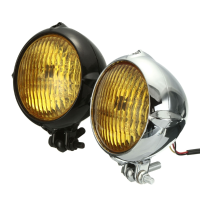 35W 12v Motorcycle Headlight H4 Amber Light Headlamp For Harley Bobber Chopper
