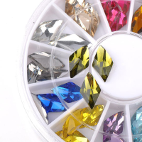 36Pcs Elegant Nail Art Rhombus Rhinestones Sticker Decoration Wheel