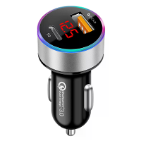 38W Auto oplader PD+USB QC3.0 Snellader Telefoonoplader 12V  24V Aansluiting voor sigarettenaansteker met LED Voltmeter