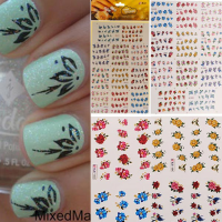 3D Colorful Glitter Butterfly Flower Nail Art Stickers Water Transfer