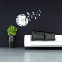 3D Diy Flying Butterflies Wall Clock Mirror Wall Sticker Modern Home Decal