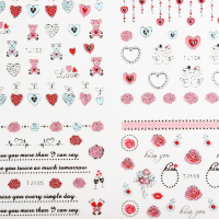 3D Mixed Style Flower Silver Nail Sticker Decal Valentines Day Design