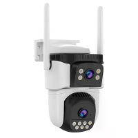 3MP Dual Lens WiFi Beveiligingscamera 360° Panoramisch PTZ Kleur Nachtzicht Mensdetectie IP66 Buiten Binnen Draadloze Be