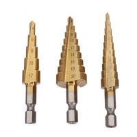 3Pcs Hss Step Drill Straight Flute/spiral Groove 3 12/4 12/4 20