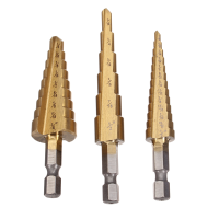 3Pcs Hss Step Drills 1/4 Inch Hex Shank 3/16 1/2 1/8 1/2 1/4 3/4 Inch