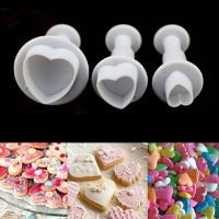 3Pcs Love Heart Cake Sugar Sugarcraft Cutter Tool Plunger