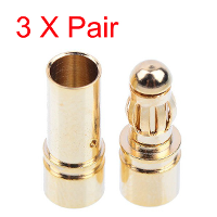 3X Gold Plated Bullet Banana Connector Plug For Esc Battery Motor