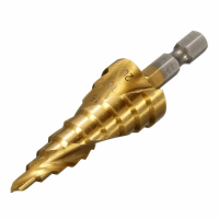 4 20Mm Hss Titanium Coated Hex Shank Spiral Grooved Step Drill Bit