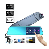 4,5 Inch Auto Achteruitkijkspiegel Dash Cam Starlight Nachtzicht Dashcam Achteruitkijkspiegel HD 1080P Dubbele Lens Acht