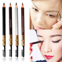 4 Colors 2 In 1 Makeup Cosmetic Eye Liner Eyebrow Pencil Pen Brush