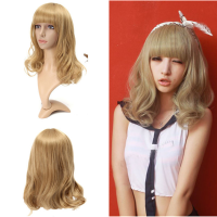 4 Colors Medium Long Curly Wavy Full Wig Bobo Hair Cosplay Party Women 40cm
