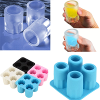 4 Cup Shape Silicone Shooter Ice Cube Glass Mold Maker