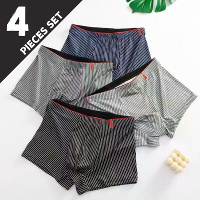 4 Delige herenondergoed sportboxers, casual gestreepte boxershorts, ademend comfortabel hoog rekbaar boxershort.