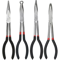 4 Delige Lange Puntneus Tang Set 11 Inch Koolstofstaal met Rubber Gecoate Handgrepen voor Autoflexibel,Sieraad Maken,Amb