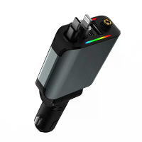 4 In 1 120W Dakkleur Starlight Auto oplader Adapter USB A+USB C+Type C Inklapbare Kabel+iP Converter Snellader Sigarette