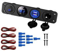 4 In 1 Autolader Combinatie Spanningsweergave Overlading Bescherming voor Auto & Schip Gewijzigde In Line Vier Gat Autol