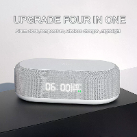 4 In 1 Desktopklok USB Draadloze Oplader Nachtlamp Thermometer Wecker Draadloze Oplaadpad Stand Wecker Slaapkamerlamp Na