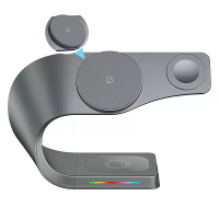 4 In 1 Draadloze Magnetische Oplader Metalen Behuizing Snelle Draadloze Oplaadstation Stand Dock voor Smartphone voor iP