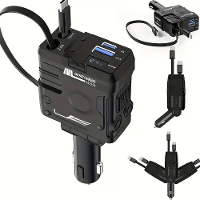 4 In 1 Uittrekbare Auto Lader Ondersteunt 120W USB C Auto Lader Adapter met 2 USB Poorten Auto Telefoon Lader voor Samsu