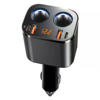 4 In 1 USB PD Auto adapter oplader 2 USB A + 2 USB C + 2 Sigarettenaansteker Support PD QC3.0 Snelladen met oranje LED v
