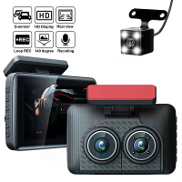 4 Inch 2/3 Lens Auto Rij Recofder Dash Cam HD 1080P Nachtzicht Verbeterde Videofegistratie Auto Recofder DVR