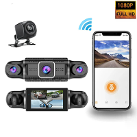 4 Kanaal 3 Inch IPS HD Dash Cam Nachtzicht Quad Opname 1080P GPS RijRecorder WiFi Verbinden Ongeval Opname Vergrendel