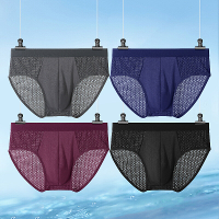 4 Pack Heren Bamboe Mesh Slips Ademende Gaten Grote Maten Ondergoed Korte Broek Lingerie Onderbroek