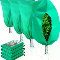 4 Pack Winter Plantenbeschermhoezen 80x120cm Groene Rits Trekkoord Koude Weer Jassen voor Struiken en Bomen Vriesbescher