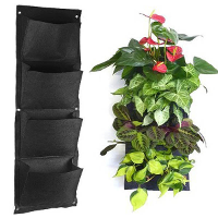 4 Pockets Wall Mounted Hanging Planter Indoor Outdoor Plant Grow Bag