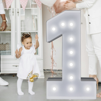 4 Reuze Ballon Frame Marquee Nummers met Back up Warm Lichtlamp Gemakkelijke 15 Minuten Montage Ideale Keuze voor Veelzi