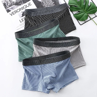 4 Stuks Heren Ondergoed Mode Gestreepte Boxer Shorts Trend Zuiver Katoenen Boxershorts Comfortabele Ademend Heren Onderg