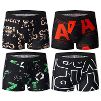 4 Stuks herenboxershorts modieuze bedrukte onderbroek comfortabele ademende casual short panty's