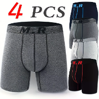 4 Stuks Katoenen Comfortabele Lange Stijl Heren Ondergoed Set Anti wear Benen Comfortabele Ademende Sport Boxershorts Se