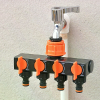 4 Voudige tuinslang splitter kraan slangconnector waterverdeler met 4 aparte schakelaars voor buiten sproeisysteem