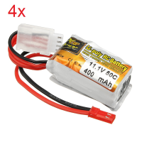 4 X Zop Power 11.1V 400mah 3s 50c Lipo Battery Jst Plug