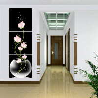 40X40cm Combination Canvas Print Painting 3pcs Flowers Lotus Printed On Canvas Home Entryway Wall Decor