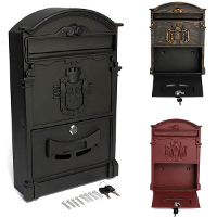 41X25x8cm Garden Yard Retro Mailbox Wall mounted Lockable Letter Newspaper Post Box