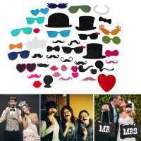44Pcs Photo Booth Wedding Prop Welcome Mustache Mask Props