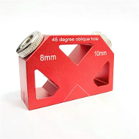 45° Hoekboorgeleider Jig Aluminium Legering Dowel Jig 45° Schuine Boorgat Positioneer 8mm 10mm Pocket Boorgat Locator Pr