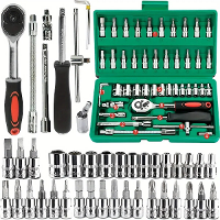 46 Delige dopsleutelset 1/4 inch ratelsleutel met metrische inbussleutel monteur gereedschapssets voor auto reparatie hu