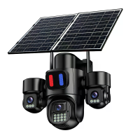 4G 15MP HD Zonne energie Beveiligingscamera met 5X Elektronische Zoom, Drievoudige Lensp PTZ, AI Menselijk Beweging, Kle