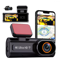 4K Ultra HD Dual Channel Dash Cam 1080P Achterlens GPS WiFi WDR Nachtzicht G Sensor Loopopname 170° Groothoek Auto Recor