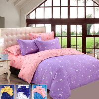 4Pcs Bedding Suit Polyester Fibre Star Moon Reactive Printed Bedding Sets
