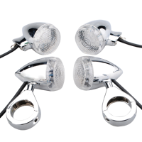4Pcs Harley Led Turn Light Amber With 39mm Fork Clamp Silver