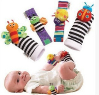 4Pcs Lovely Animal Baby Infant Kids Rattles Finders Glove Toys Hand Foot Socks Set