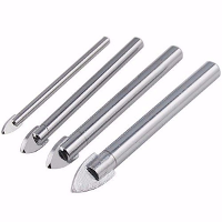 4Pcs Silver Triangle Tip Drill Bits Carbide Tile Glass Drill Bit Set 4/6/8/10mm