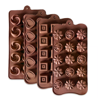4PCS Voedselveilige Siliconen Materiaal Chocolade Mallen Set Rozenbloem Hart Chocolade Vorm Wafel Candy IJsblokje Gelati